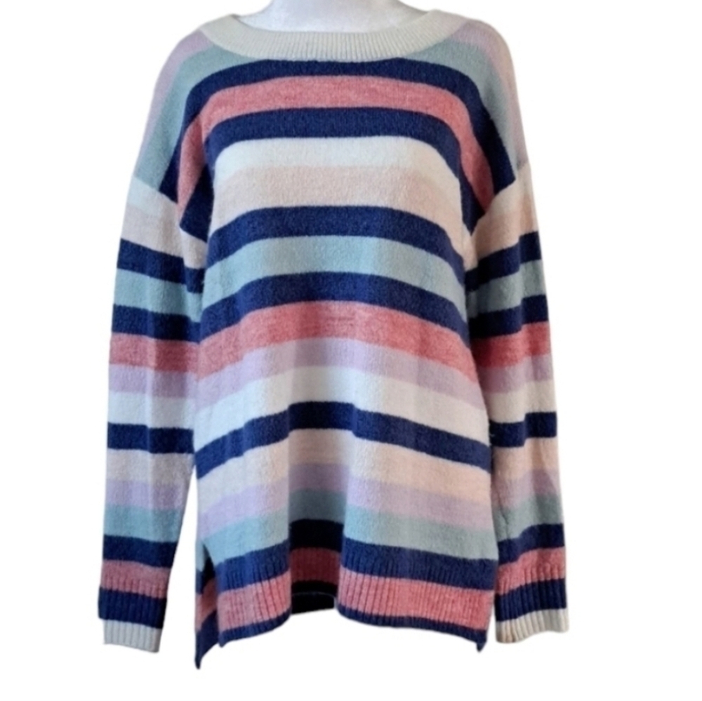 GAP Multicolor Striped Crew Neck Sweater Oversized Size Medium - Picture 6 of 12
